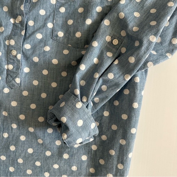 Tommy Hilfiger Chambray and White Polkadot Collar Long Sleeve Shirt Size Large - Picture 4 of 10